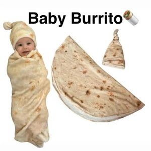 Soft Swaddle Wrap and Hat Set -Tortilla Print Costume or Photo Shoot Set